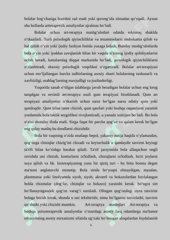 Maktabgacha va boshlang‘ich maktab yoshidagi bolalarda qo‘rquv va tashvishlarni tuzatish uchun art terapiya 6