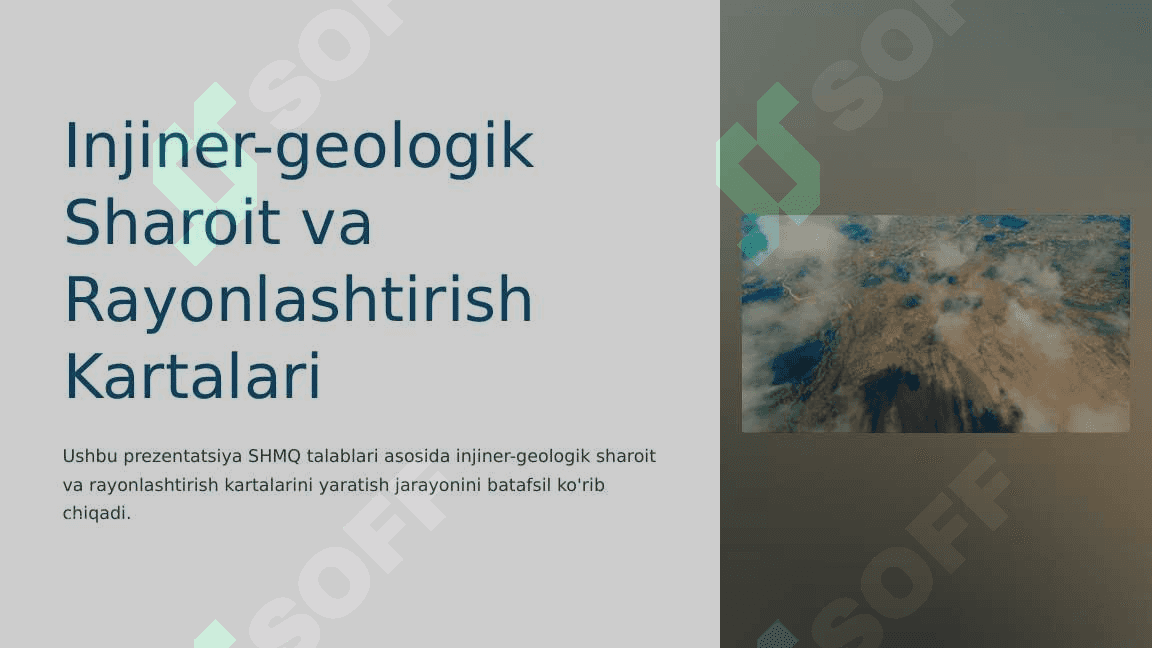 ShMQ talablari asosida ma’lum maydonning injiner-geologik sharoit hamda injiner-geologik rayonlashtirish kartalarini tuzish va ularning shartli belgilari 3
