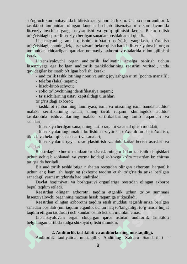 Auditor ishlarining sifatini nazorat qilish 8