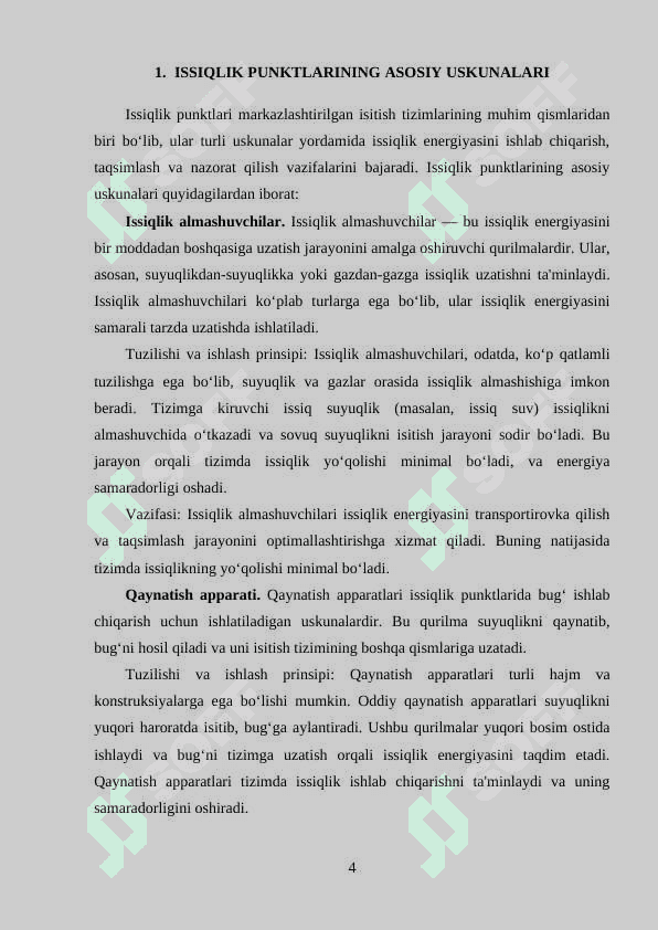 Issiqlik punktlaridagi uskunalar va ularning tuzilishi 4