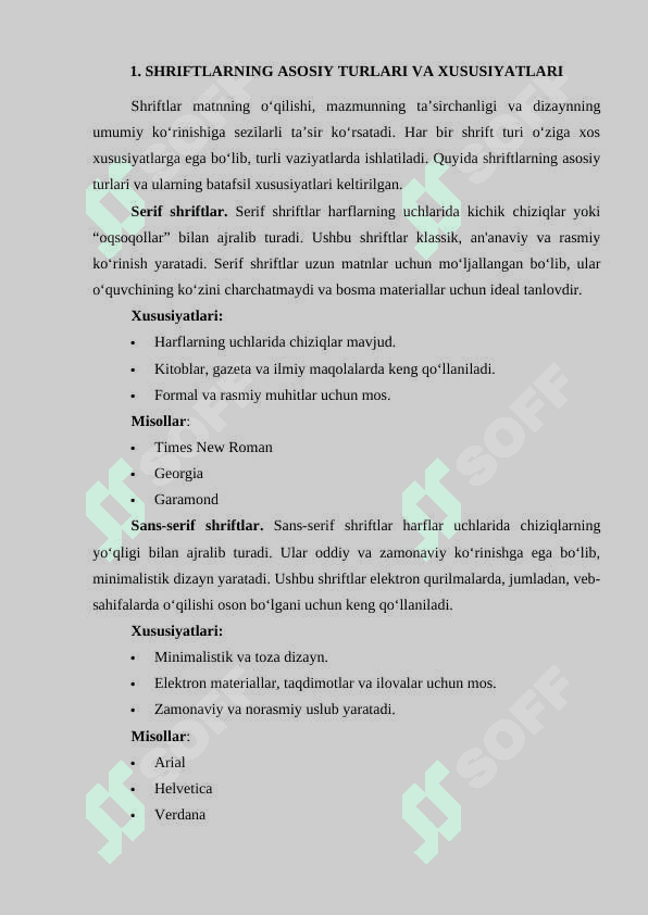 Matn yaratish. Shriftlar bilan ishlash 3