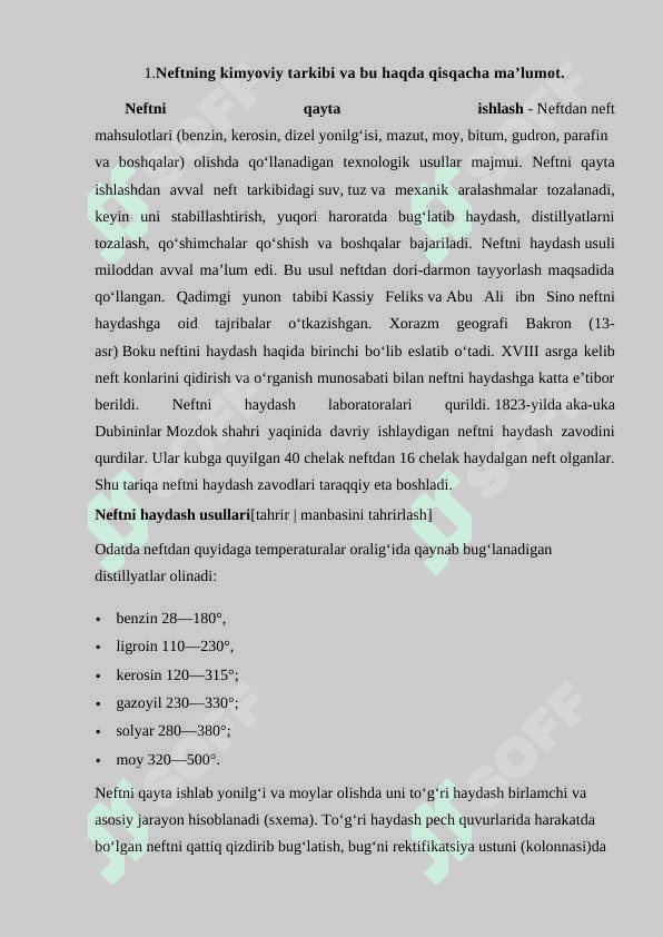 Neft kimyosi va neftni qayta ishlash 2
