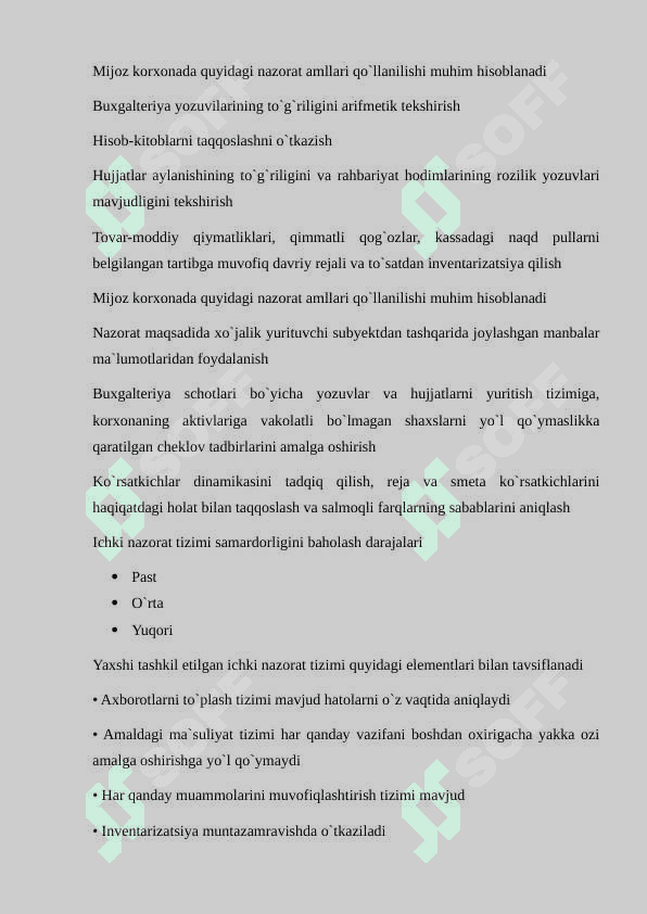 Ichki nazorat tizimini baholash 4