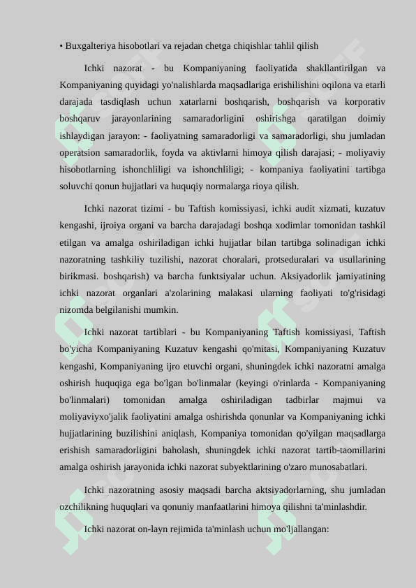 Ichki nazorat tizimini baholash 5