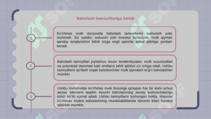 Ko'chmas mulk obektlarini baholashning tamoyillari 3