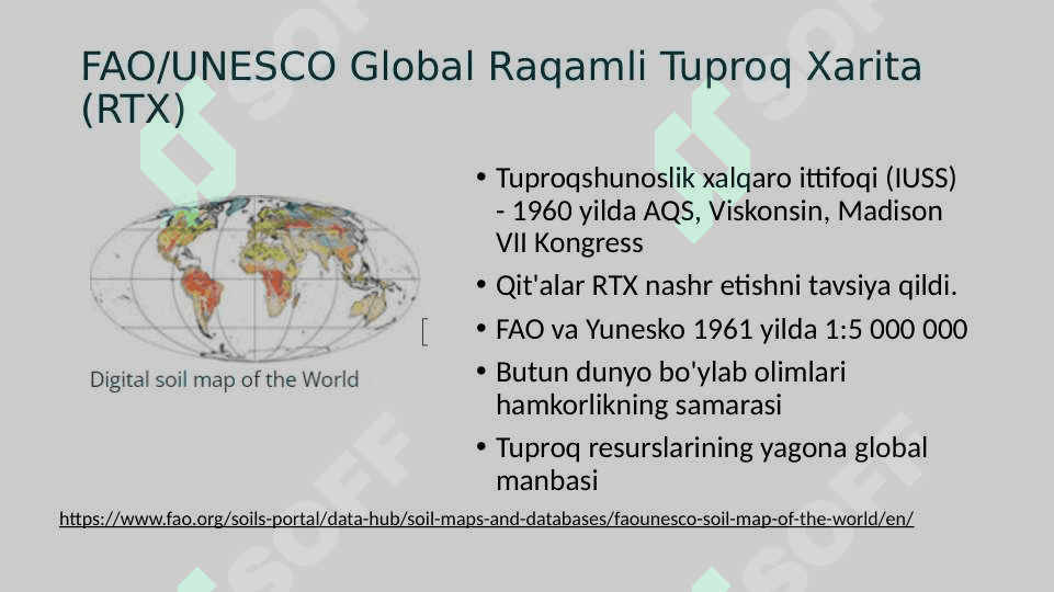 Global miqyosda mavjud raqamli tuproq ma'lumotlari va ulardan foydalanish. 4