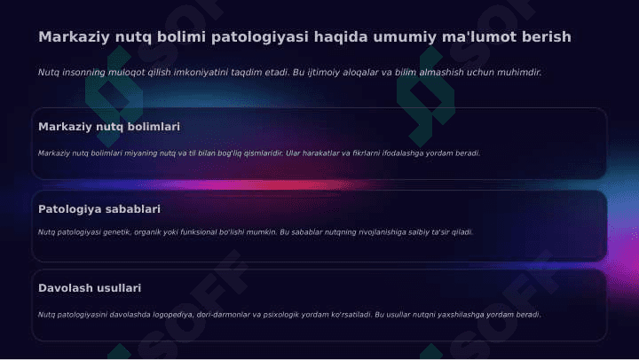 Markaziy nutq bolimi patologiyasi. Dizarteriya. Etiopatogenezi va uning klinik shakllari. 3