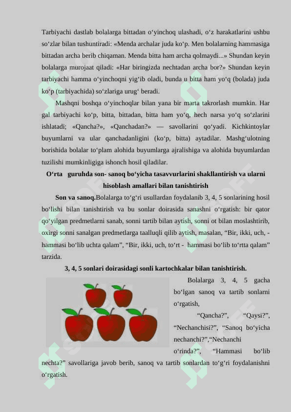 Turli yosh guruxlarda bolalarni sanashga orgatish vazifalari 6