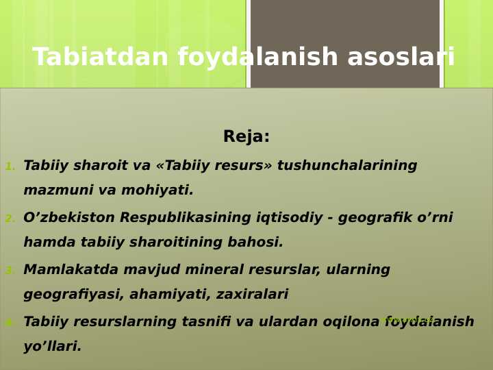 Tabiatdan foydalanish asoslari