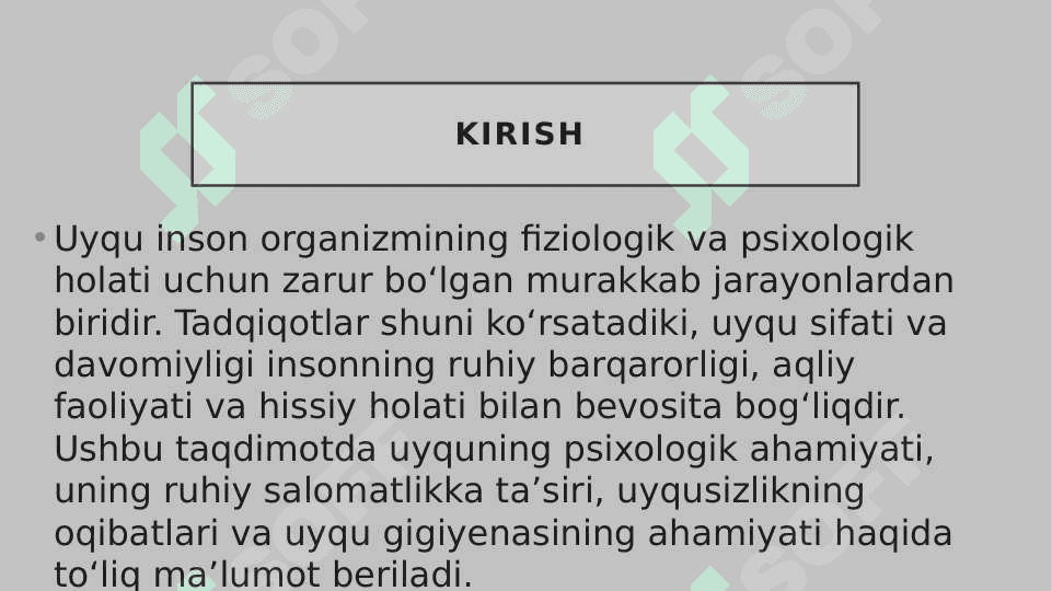 Uyquning psixologik ahamiyati 2