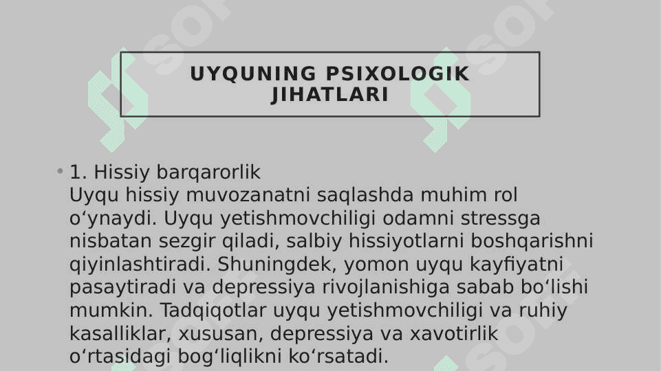 Uyquning psixologik ahamiyati 3