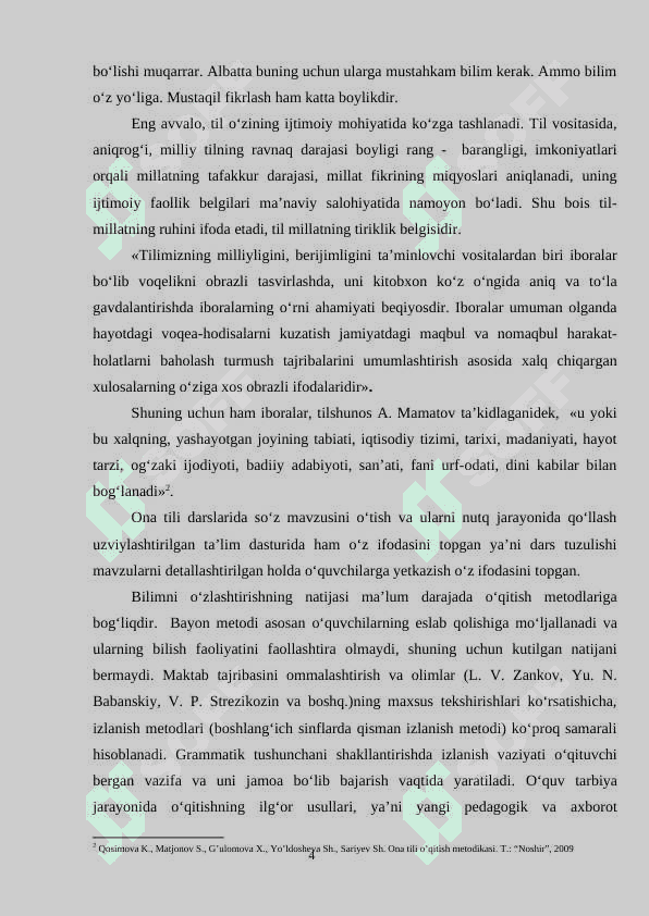 4-SINFDA TUSHUM KELISHINI YANGI TEXNOLOGIYALAR ASOSIDA OʻQITISH METODIKASI 4