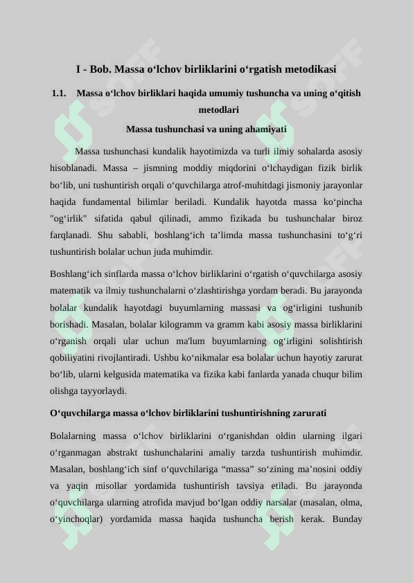 Massa, sigʼim oʻlchov birliklarini oʻrgatish metodikasi 6