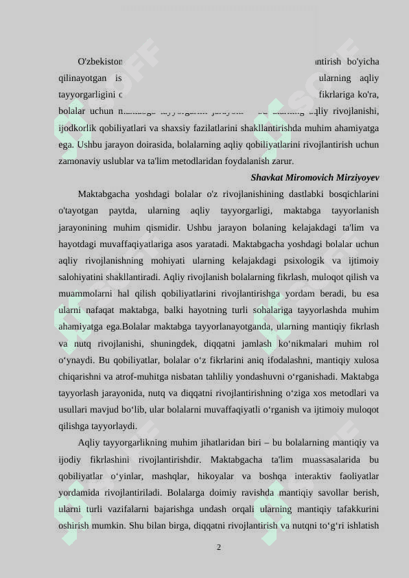MAKTABGACHA YOSHDAGI BOLALARNI MAKTABGA TAYYORLASHDA AQLIY TAYYORGARLIK 2