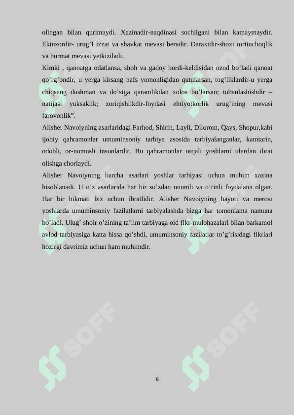 AXLOQIY TARBIYA JARAYONIDA  ALISHER NAVOIY MEROSIDAN FOYDALANISH 8