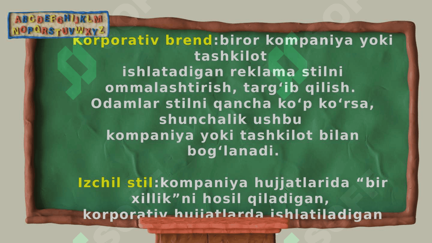 Korporativ  brend  va  unga xos  stil. Korporativ  brendga  xos stilga  muvofiq  hujjat  tayyorlash 4