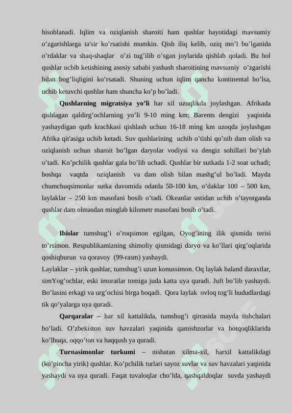 Qush tuzxumining tuzilishi.Tuxumlarning xilma xilligi,qushlarning rivojlanishi  jo`ja ochadigan va jish bola ochadigan qushlar. Ayrim qushlar turlarini aniqlagichlar asosida o'rganish 8