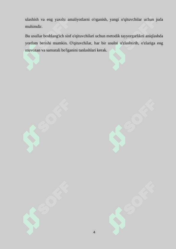 BOʻLAJAK BOSHLANGʻICH SINF OʻQITUVCHISINI METODIK TAYYORGARLIGINI ANIQLASH USULLARI 4