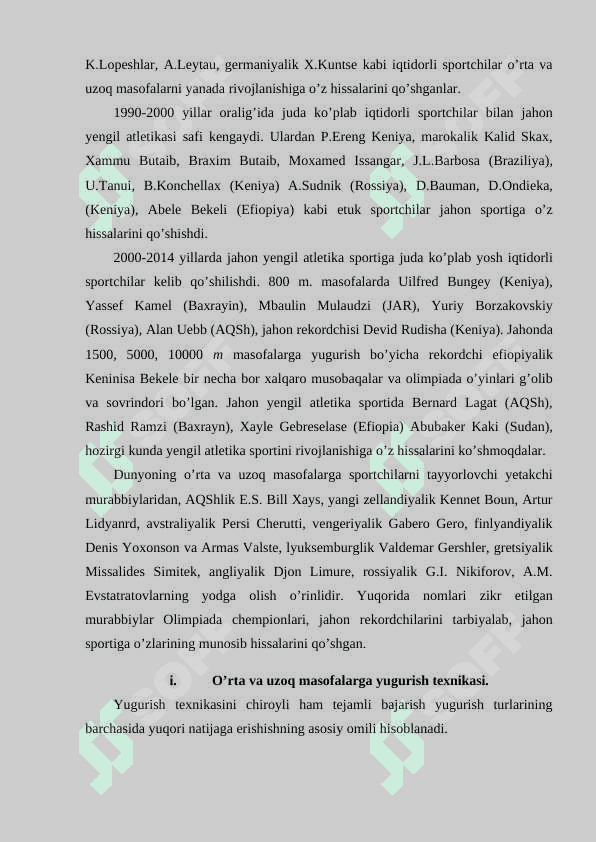 O’RTA VA UZOQ MASOFALARGA YUGURISH TEXNIKASI ASOSLARI 4