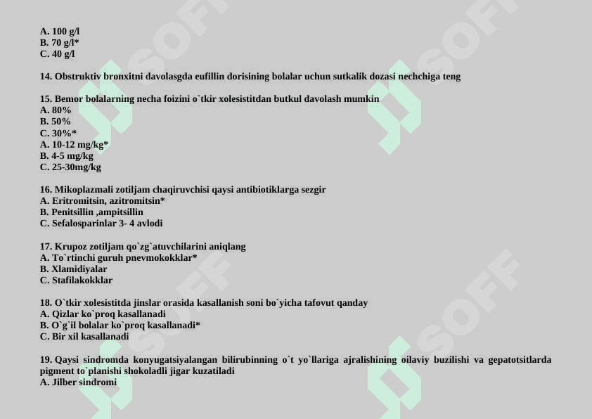 Pediatriyadan test 3