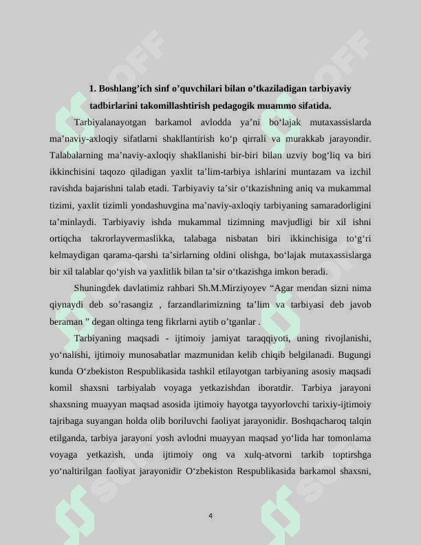 TARBIYAVIY TADBIRLARNI REJALASHTIRISH TASHKIL ETISH VA O’ZLASHTIRISH METODIKASI 4