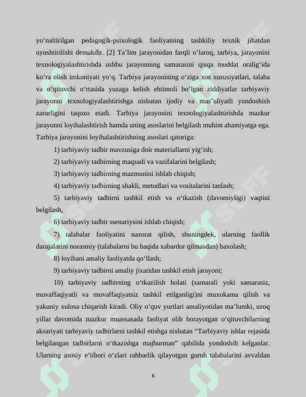 TARBIYAVIY TADBIRLARNI REJALASHTIRISH TASHKIL ETISH VA O’ZLASHTIRISH METODIKASI 6