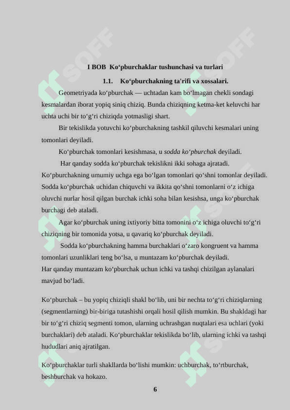 KOʻPBURCHAKLAR PERIMETRI HAMDA YUZASINI HISOBLASH, YUZA OʻLCHOV BIRLIKLARI VA ULAR ORASIDAGI BOGʻLANISHGA DOIR MASALALAR YECHISH 6