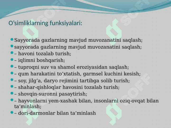 BIOLOGIK RESURSLAR VA ALOHIDA MUHOFAZA QILINADIGAN HUDUDLAR 8