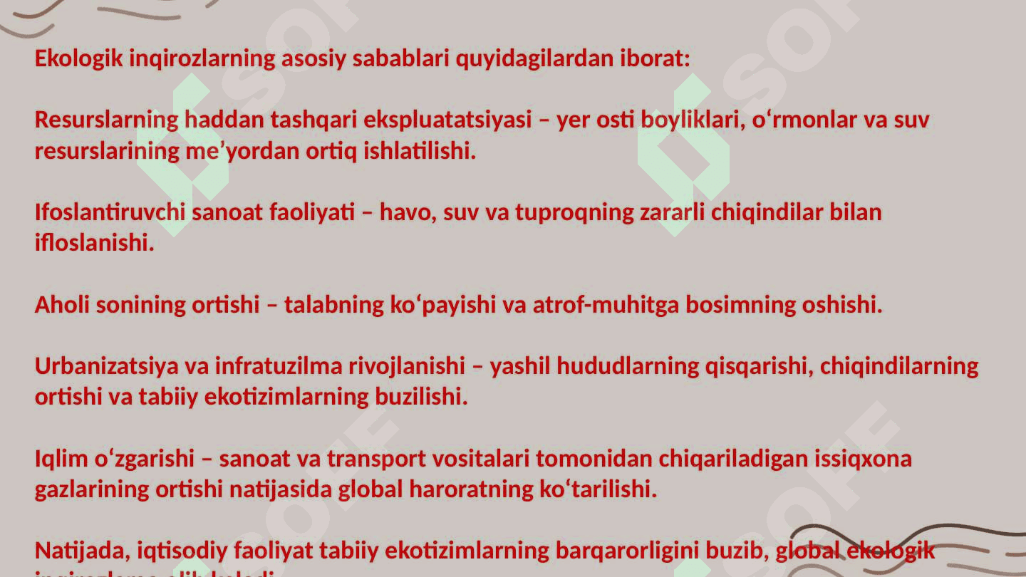 Iqtisodiy ekologik inqirozlarning bartaraf etish muommolari 3