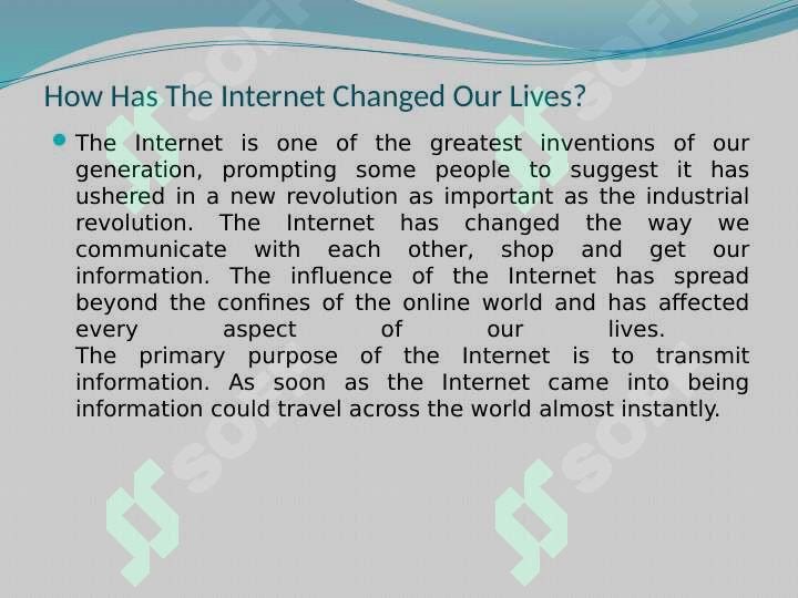 The role of internet in our life 2