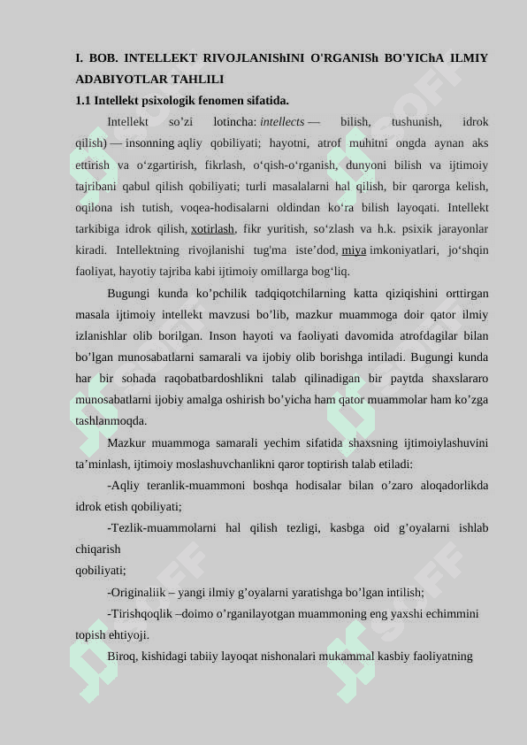 Bo’lajak o’qituvchilarda intelektni rivojlantirishning psixologik asoslari k 7