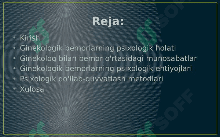 Ginekologik bemorlar bilan munosabatda bo'lish psixalogiyasi 2