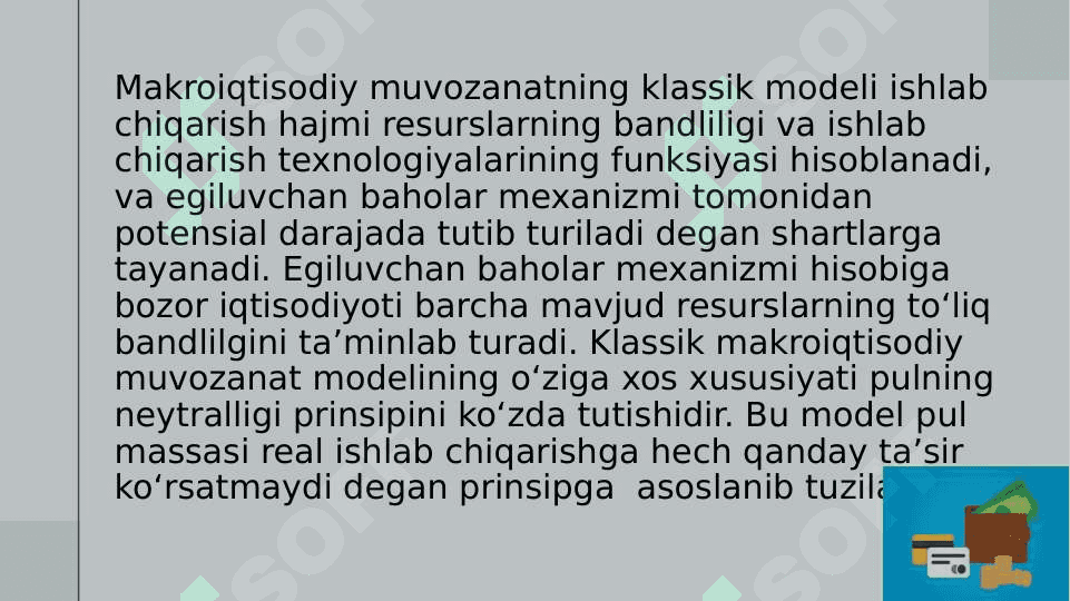 KEYNSNING TOVARLAR VA XIZMATLAR BOZORIDAGI MAKROIQTISODIY MUVOZANAT MODELI 4