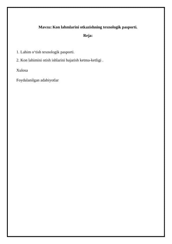 Kon lahmlarini otkazishning texnologik pasporti.