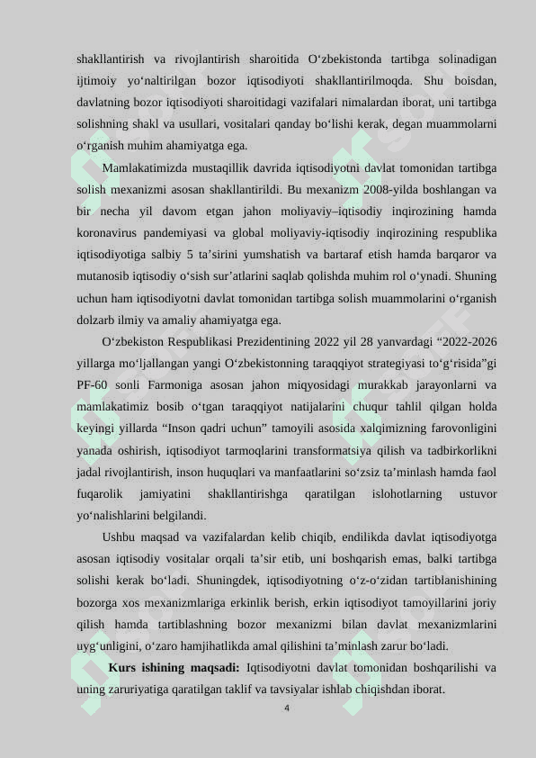 Iqtisodiyotni davlat tomonidan boshqarilishi va uning zaruriyati 4