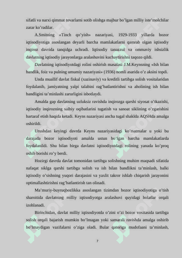 Iqtisodiyotni davlat tomonidan boshqarilishi va uning zaruriyati 7