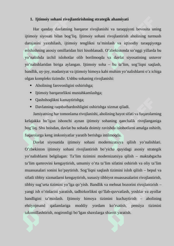 O’zbekistonda ijtimoiy sohada amalga oshirilayotgan o’zgarishlar mazmun va mohiyat 3