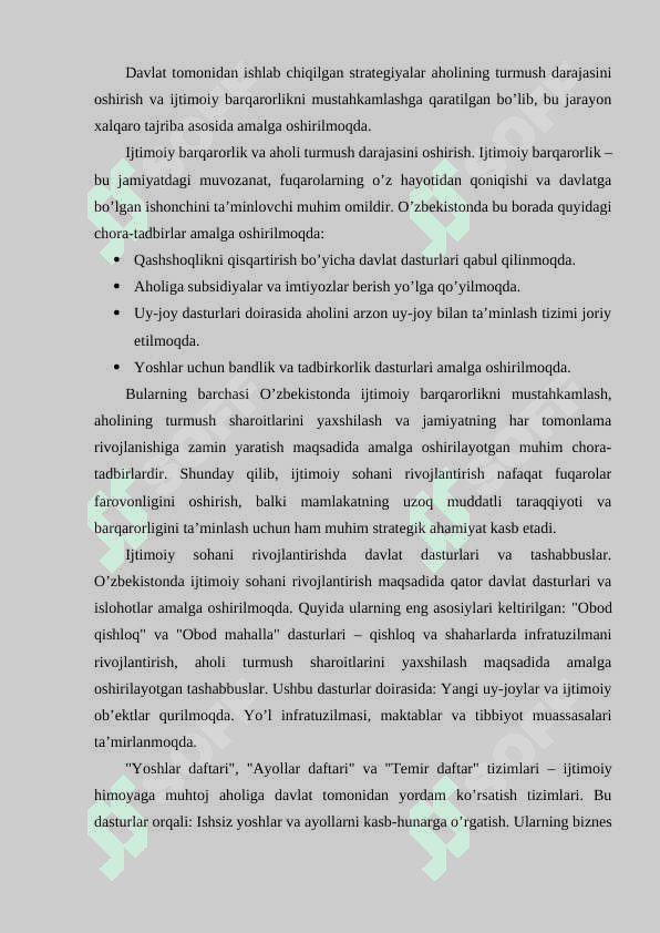 O’zbekistonda ijtimoiy sohada amalga oshirilayotgan o’zgarishlar mazmun va mohiyat 4