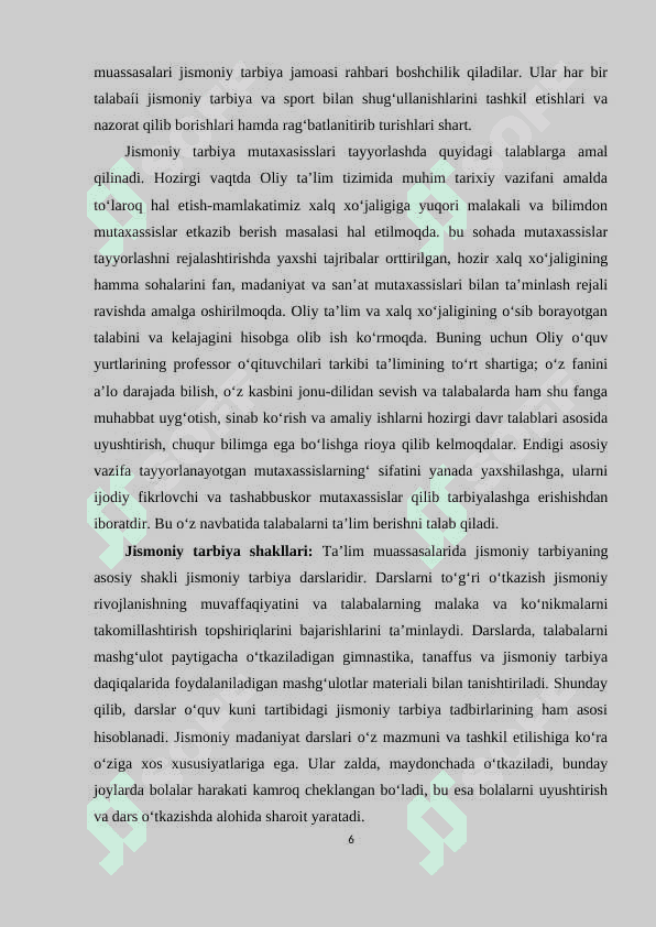 Jismoniy tarbiya mutaxassislarga qo‘yiladigan pedagogik talablar 6