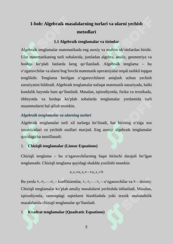 Algebraik mazmunli masalalar yechishga o‘rgatish metodikasi 5