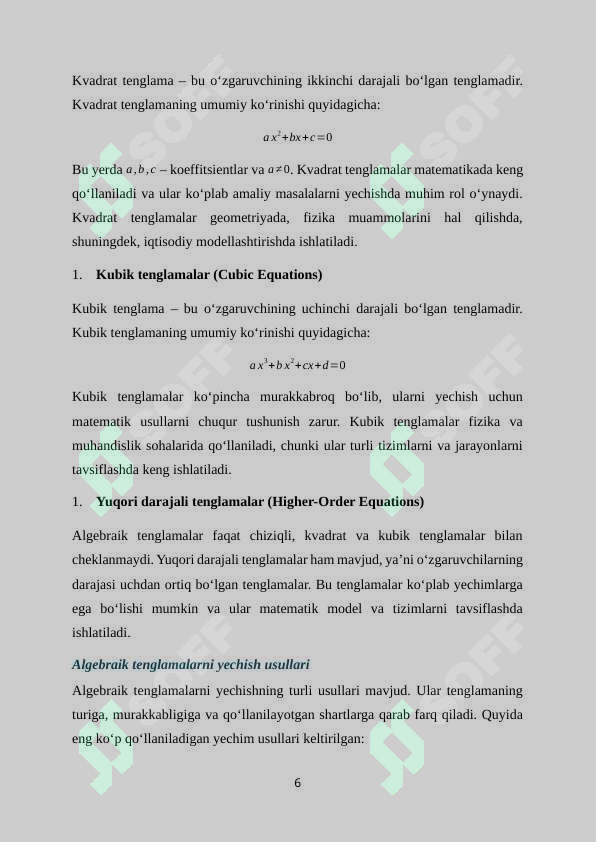 Algebraik mazmunli masalalar yechishga o‘rgatish metodikasi 6