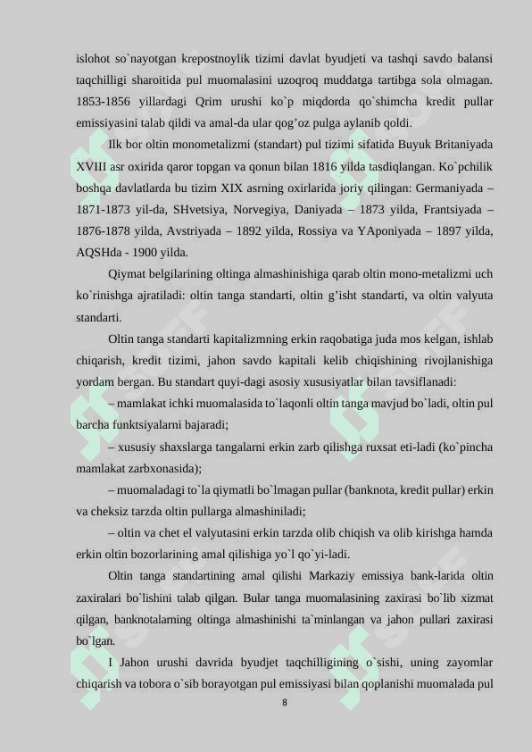 Pul tizimlari tushunchasi va uning shakillari 8