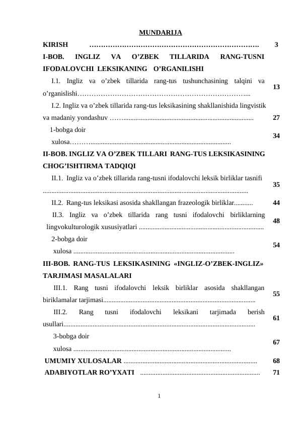 INGLIZ VA O’ZBEK TILLARIDA RANG-TUSNI IFODALOVCHI LEKSIKANING LINGVOKULTUROLOGIK XUSUSIYATLARI