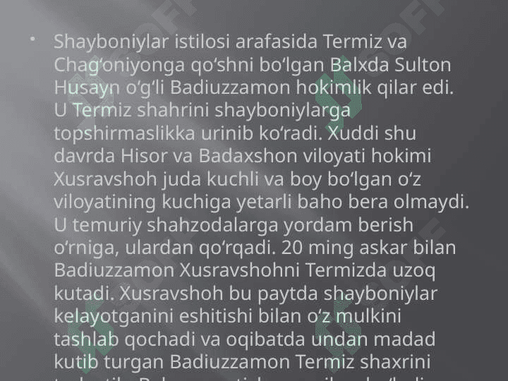 “XVI-XX ASR BOSHLARIDA SURXON VOHASIDA SIYOSIY BOSHQARUV DAVRIDAGI XALQ HARAKATLARI” 4