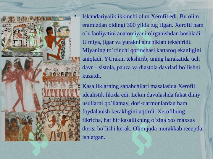 Qadimgi Sharq mamlakatlarida tibbiyotni rivоjlanishi. (O`rta Оsiyo, Хitоy, Hindistоn, Misr, Erоn va bоshqa mamlakatlar) 4