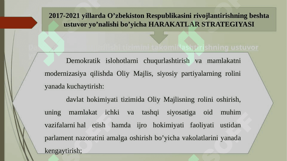 Harakatlar strategiyasida belgilangan asosiy yo'nalishlar 2