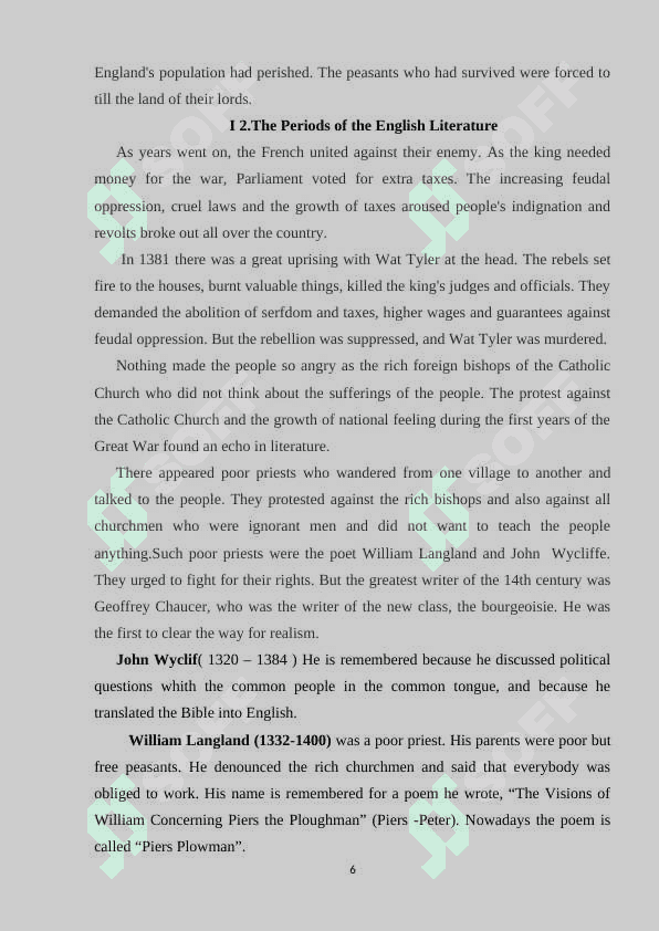 English Literature in the Development of the world Literature 6