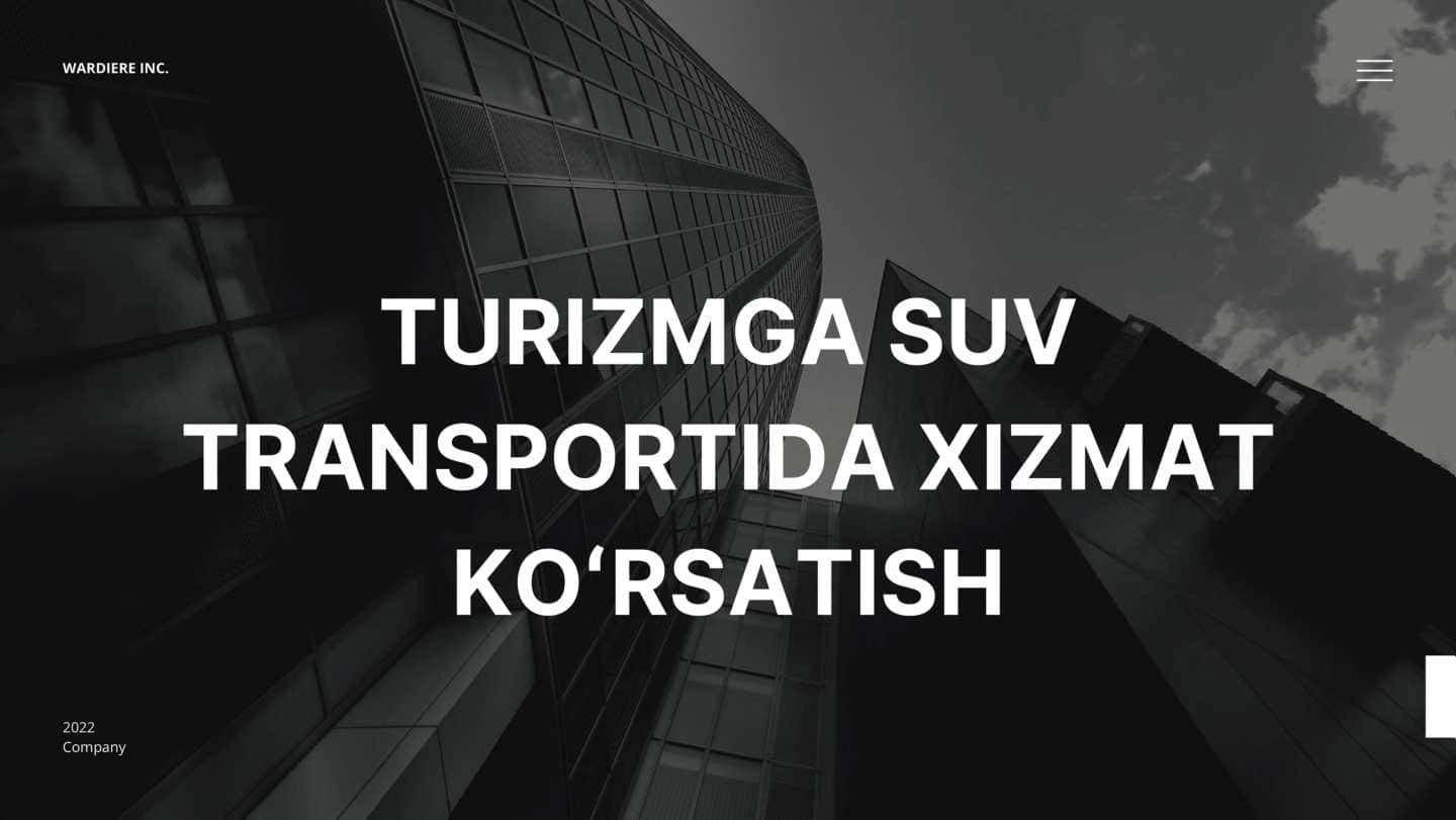TURIZMGA SUV TRANSPORTIDA XIZMAT KO'RSATISH
