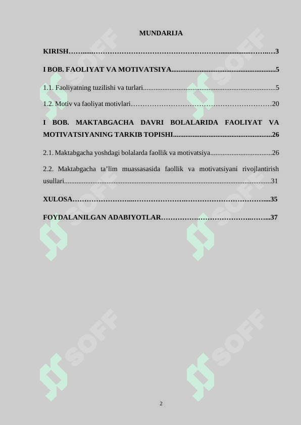 Kurs ishi Maktabgacha davri bolalarida faoliyat va motivatsiyaning tarkib topishi 2