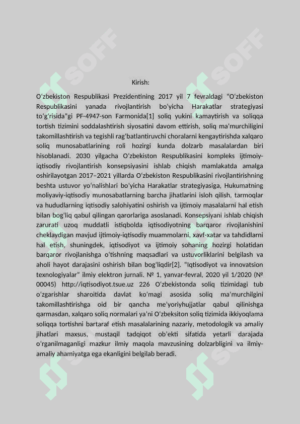 Xalqaro soliqqa tortishda O’zbekiston Respublikasi va Belgiya davlati o’rtasida ikkiyoqlama shartnomaning o’rni 3